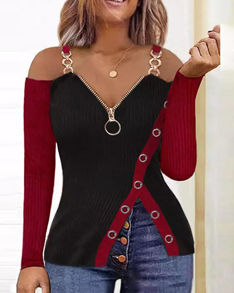 Womens European and American Metal Chain Zipper