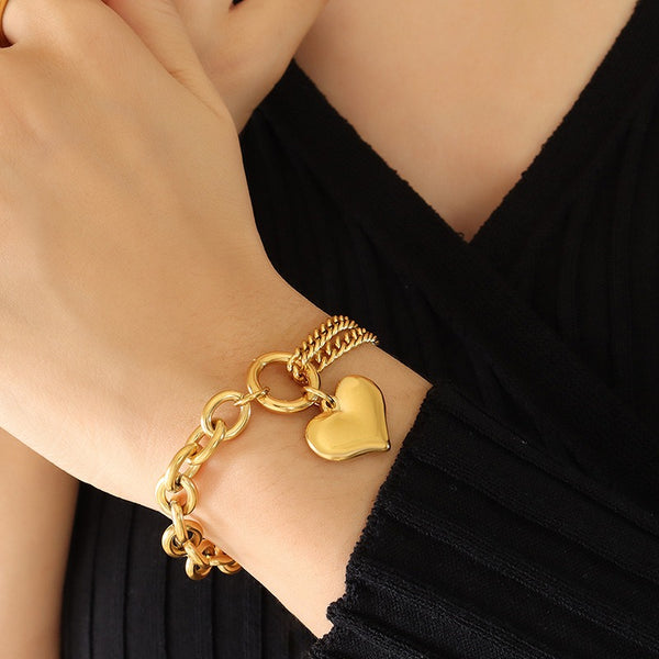 Cuban Chain Splicing Chain Love Bracelet