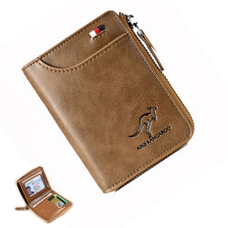 Fashion Short Desigh Zipper Card Holder Men Leather Purse