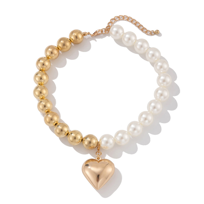 Beaded Peach Heart Neck Chain