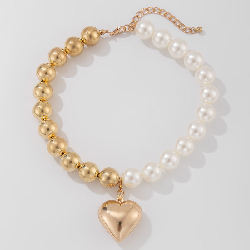 Beaded Peach Heart Neck Chain